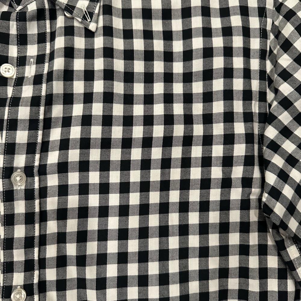 Hugo Boss Mens Long Sleeve Button Up White Black Checkered Large - Picture 4 of 5